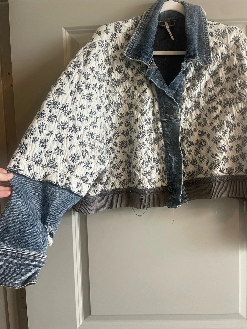 Free People Ditsy Denim Jacket M/L - Picture 5 of 7